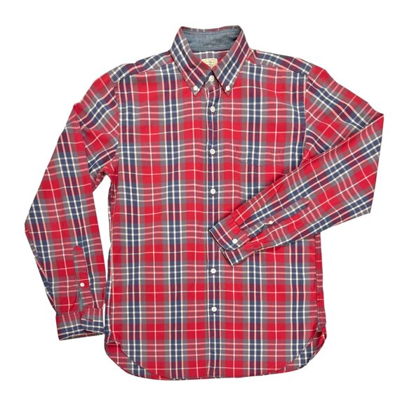 J. Crew Red Plaid 2 Ply Cotton Collared Button Up Shirt - Picture 8 of 8